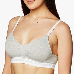 Calvin Klein Women's Pure Ribbed Lightly Lined Bralette Grey Heather Large